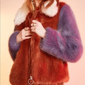 LPA the Label multi color faux fur jacket size small